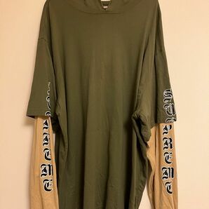 supreme シュプリーム　レイヤード　パーカー　Layered Hooded カーキ　　XL