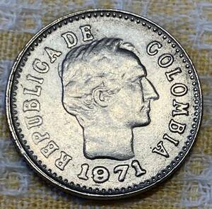 * [ б/у ] Colombia вместе мир страна монета 10 центральный bo1971 год, на данный момент использование нет 