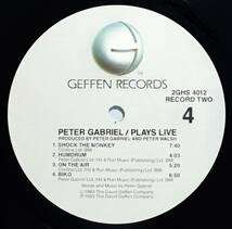 【米LP2枚組】 PETER GABRIEL / PLAYS LIVE / 1983 US盤 LPレコード 2GHS 4012 F 検盤・試聴済_画像9