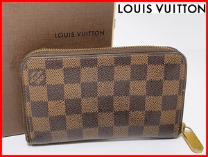 即決 LOUIS VUITTON ルイヴィトン ダミエ ジッピー 二つ折り 財布 N60028 箱付 ウォレット レディース メンズ D12