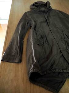 [ Urban Research door zDOORS]linen Mod's Coat moz jacket hood removal 2WAY military long jacket khaki green 