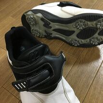 MIZUNO WAVE ミズノ メンズ ゴルフシューズ 24.5cm 3E マジックテープ式 ホワイト ブラック スニーカー 靴_画像4