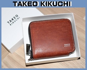 送料無料 特価即決【未使用】 TAKEO KIKUCHI ★ 牛革 ラウンドファスナー型 二つ折り財布 (マルゴ) ★ タケオキクチ 780603 定価1万4300円