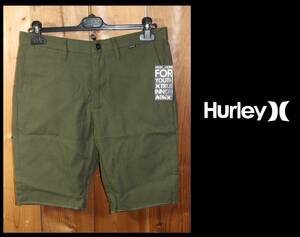 送料無料 特価即決【未使用】 Hurley ★ ストレッチ corman canvas shorts W30 ★ ハーレー コーマンキャンバス ショーツ オリーブ