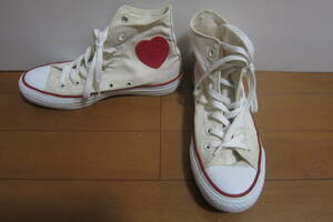 ② CONVERSE コンバース ALL STAR オールスター 1707 HI ハイカットスニーカー 白×ハート 24㎝ O2309E