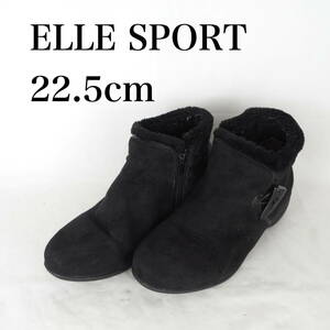 EB3578*ELLE SPORT*エルスポーツ*レディースショートブーツ*22.5cm*黒