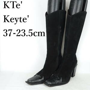 EB3591*KTe' Keyte'*レディースロングブーツ*37-23.5cm*黒