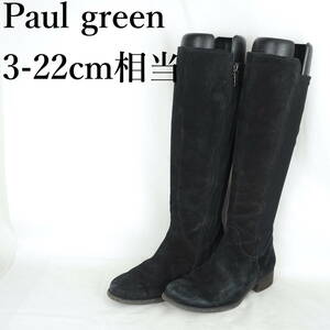 EB3696*Paul green*ポールグリーン*レディースロングブーツ*3-22cm相当*黒