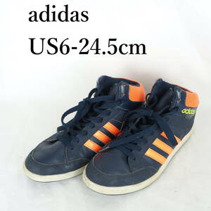 MK2381*adidas*アディダス*ジュニアスニーカー*US6-24.5cm*紺・オレンジ