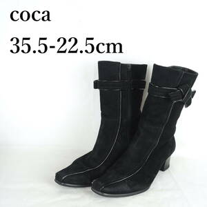 EB3755*coca*コカ*レディースショートブーツ*35.5-22.5cm*黒