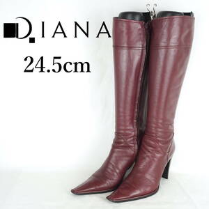 EB3769*GINZA DIANA*銀座ダイアナ*レディースロングブーツ*24.5cm*ボルドー