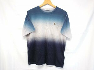 ◆ MONCLER / モンクレール Tシャツ グラデーション 半袖 サイズ：S ブルー系 ロゴワッペン Uネック 141107