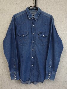 メンズ Wrangler ラングラー 長袖 デニム ウエスタンシャツ ストレッチ サイズ16 1/2-35