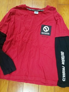 OUTDOOR PRODUCTS 長袖 160 長袖カットソー 長袖Tシャツ カットソー Tシャツ アウトドア 赤 黒 レッド ブラック