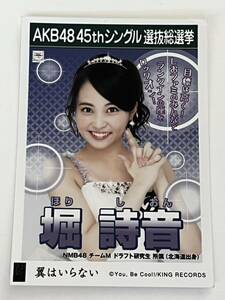 【堀詩音】生写真 AKB48 NMB48 劇場盤 45thシングル 選抜総選挙 翼はいらない