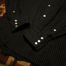 【希少】 RRL Black Wabash Stripe Shirt 【S】 ブラック ウォバッシュ ストライプ シャツ 漆黒 コンチョ 総柄 ウエスタン Ralph Lauren_画像4