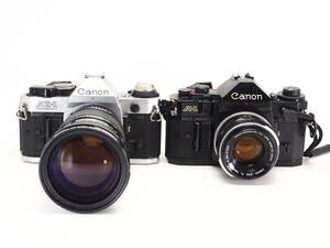 ★ボディ＆レンズ2セットまとめ★キヤノン CANON AE-1 PROGRAM A-1 ブラック DATA BACK A 50mm F1.8 35-105mm F3.5 ★シャッターOK!#TA1744