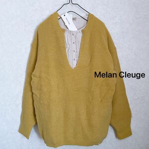 【T】Melan Cleugeメランクルージュ 片畦深Vネックニットプルオーバー