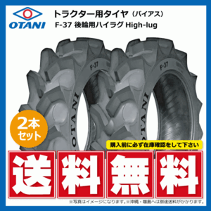 2本 F-37 12.4-28 6PR OTANI トラクター タイヤ オータニ 後輪 ハイラグ 要在庫確認 送料無料 124-28 12.4x28 124x28 F37 個人宅配送不可