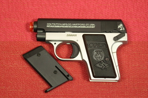 クラウンモデル バイオハザード風DSO仕様 コルト25オート Colt .25 Auto コルトポケット スライドストップ加工 エアーコッキングガン