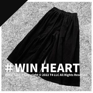 WIN HEART レディース ガウチョパンツ コーデュロイ フリー ウエストゴム ストレスフリー ゆるっとしたサイズ感 ×2086