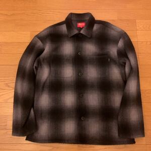 1スタ 美品 20AW Supreme Shadow Plaid Fleece Shirt Black Large付属品完備シュプリームシャドーフリースチェックシャツ黒Lサイズ1円