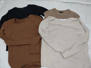 d0282◆ユニクロUNIQLOレディースMサイズ　トップスまとめて4点◆ベスト/Vネックセーター/ヒートテック/長袖Tシャツ