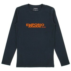 EMPORIO ARMANI エンポリオ アルマーニ BOLD MONOGRAM クルーネック タイトフィット 長袖 Tシャツ ロンT メンズ 54077253 ネイビー M