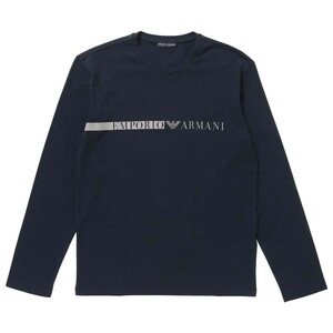 EMPORIO ARMANI エンポリオ アルマーニ ストレッチコットン クルーネック タイトフィット 長袖 Tシャツ ロンT メンズ 54075254 ネイビー M