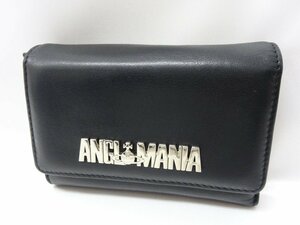 ヴィヴィアンウエストウッド アングロマニア ロゴ レザー 財布 ブラック ミニ 三つ折り レア コンパクト【良品】