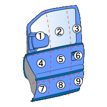 【個人宅発送不可】ジムニー E-JA22W フロントドア 左 ワイルドウインド K6AT Y33 68002-84C11_画像4