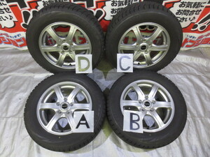 送料無料 社外アルミ BALMINUM 16×6.5J +54 114.3×5H + BRIDGESTONE VRX 215/60R16 2020年 8分山 中古 4本 スタッドレス ウィンダム