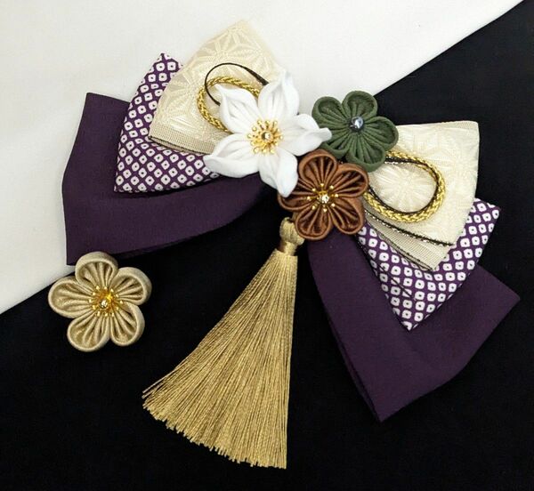 成人式 卒業式 つまみ細工髪飾り つまみ細工 卒業式着物 紫 和装 袴