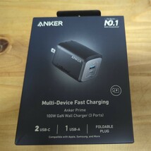 【新品未開封】Anker Prime Wall Charger (100W, 3 ports, GaN) A2343111 (ブラック)_画像1