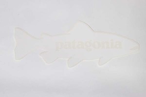 希少 パタゴニア ステッカー トラウト 白 クリア PATAGONIA 鱒 TROUT ホワイト シール デカール 魚 ネコポス カスタム デコ 釣り FLY 新品