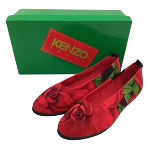 !! KENZO Kenzo женский туфли-лодочки SIZE 36(23cm) цветочный принт красный немного царапина . загрязнения есть 