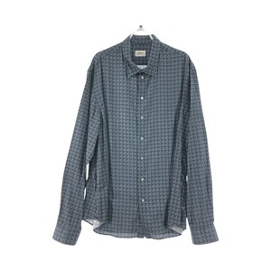 ▼▼ ARMANI COLLEZIONI アルマーニコレッツォーニ メンズ 長袖 コットンシャツ 大きいサイズ 3XL ネイビー やや傷や汚れあり