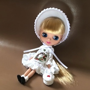 ネオブライス用服  白ワンピース ボンネット バッグ アンティーク子猫のエプロン  Blythe  ブライスの画像8