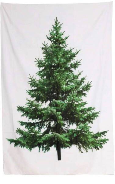 クリスマスツリー タペストリー (飾付用ゴールド安全ピン付き)150cm×100cm