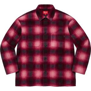 ★ モーガン蔵人 着 20AW Supreme シュプリーム Shadow Plaid Fleece Shirt Jacket シャドウ チェック フリース シャツ ジャケット (赤L)