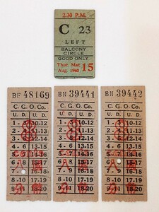 戦前上海チケット２枚セット（上海グランドシアター昭和初期映画館チケット、上海２階建てバスチケット）
