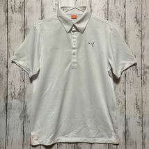 【PUMA GOLF】 プーマゴルフ メンズ 半袖ポロシャツ Mサイズ ホワイト ロゴ 送料無料_画像1