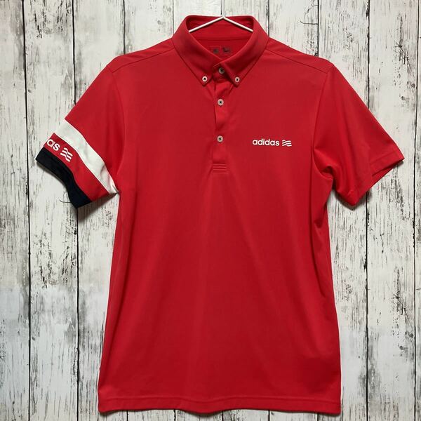 【adidas golf】 アディダスゴルフ メンズ 半袖ポロシャツ Mサイズ 赤 ストレッチ素材 送料無料