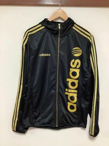 つ1273 adidas NEO LABEL アディダス ジャージパーカー M ブラック/ゴールド