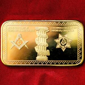 フリーメイソン 秘密結社 1オンス 金貨 記念メダル 美品 メダル 24KGP 金 ゴールド ゴールドバー コイン 