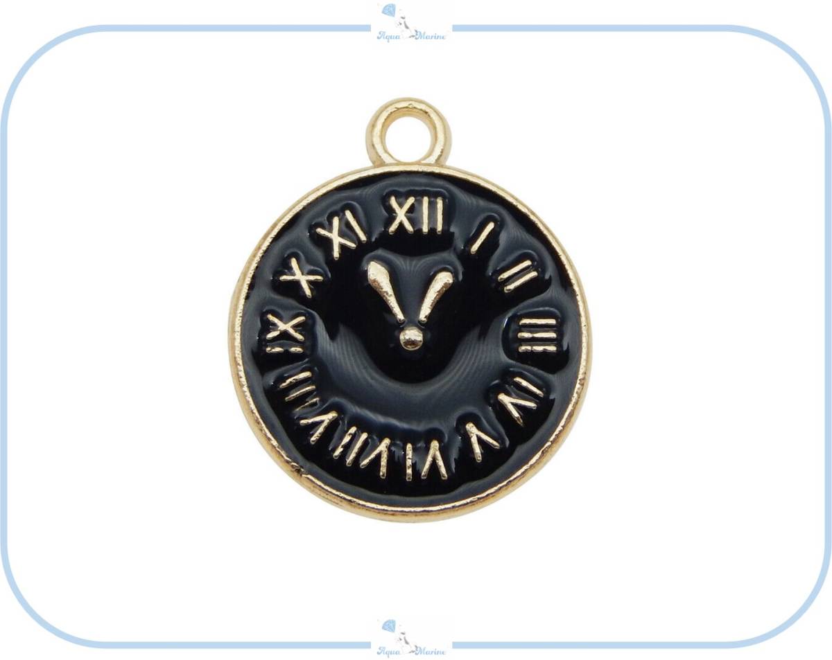 E132-1 Charm Watch Número romano Negro Material hecho a mano Accesorios Piezas Collar Pulsera Pendientes Oro Único, accesorios de damas, colgante superior, encanto, otros