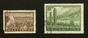 アルゼンチンの切手 Cattle Ranch (Ganadera) 1958-04-07 / Quebrada de Humahuaca (World Heritage 2003) 1955-12-01