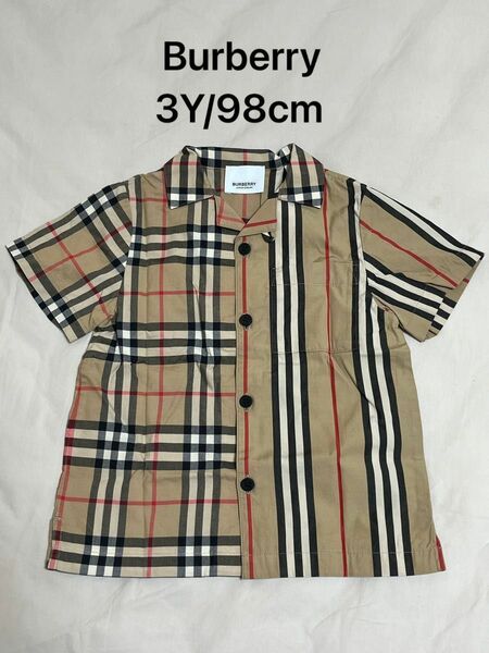 【中古品】　Burberry バーバリー　キッズ 半袖シャツ　バーバリーチェック　98cm 3y