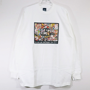 STUSSY Stussy WORLD TRIBE 2001 L/S TEE world to Live 2001 long sleeve T-shirt white long T ocz