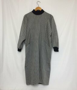 古着 80s pierre cardin ピエールカルダン リブ切替え ワンピース サイズ：7 カラー：グレー/ブラック レディース